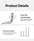 10 Pack Zinc Alloy Offset Curved Drawer Pulls 6.3 Inch Brushed Nickel Cylindrical Cabinet Handles, screw detail