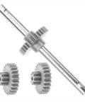 RC steel transmission gear set upgrade with long drive shaft and two silver spur gears for 1/12 RC crawler car