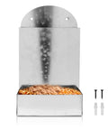 Hella Durable Galvanized Steel Chicken Oyster Shell And Poultry Grit Feeder With Roomy Dual Chamber Auto Fill Dispenser showing filled chamber.