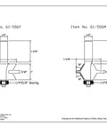 Schematic of Half Inch Shank Tongue And Groove Edge Banding Router Bit Set With Beefy Carbide Tips, Heavy Duty, dimensions labeled.
