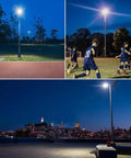 300W LED Parking Lot Light with Adjustable Slip Fitter Mount Dusk To Dawn Photocell 5000K Daylight illuminating outdoor areas