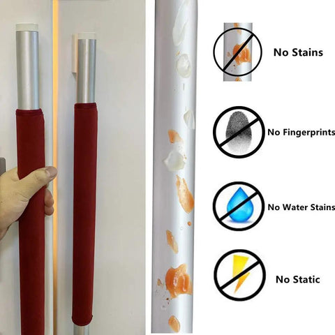 Slick Red Neoprene Fridge Door Handle Covers 4 Pack Soft Cushioned Kitchen Appliance Protectors with stain-free display.