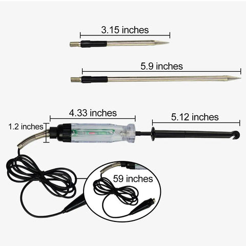 Automotive Wire Piercing DC Voltage Circuit Tester For 6V 12V Systems With 59 Inch Cord Three Interchangeable Probes For Touch Or Pierce Testing LED And Buzzer Indicator For Quick Wiring Checks, 59-inch cord