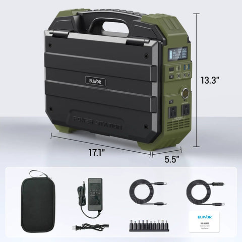 No Sweat Portable Power Station With Built In Fold Solar Panel 1600W Output 3200W Peak 1024Wh Lifepo4 Battery side view with dimensions.