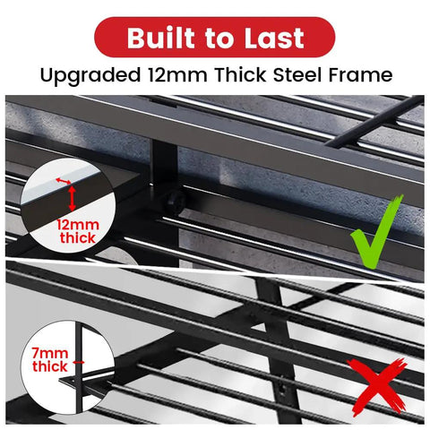 Close-up of 12mm thick steel frame for 53 Inch Heavy Duty Power Tool Organizer Wall Mount With Built In 8 Outlet Power Strip