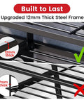 Image showing the Four Tier Power Tool Organizer with Built In Two Outlet Charging Station, highlighting the 12mm thick steel frame.