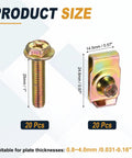 20 Piece M6 Body Bolts And U Nuts Kit For Bumper And Fender Liner Replacement, Manganese Steel Fasteners For Most Cars, Easy Install, DIY Friendly And Secure Fastening With Durable U Nuts And Bolts, 25mm bolt and U nut size