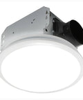Whisper Quiet Integrated LED Light Ceiling Mount Bath Exhaust Fan 110 CFM 2.0 Sones White side view with duct