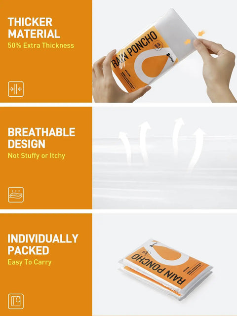 Disposable Clear Rain Ponchos Pack Of 4 For Rainy Day Protection Lightweight And Durable Individually Packaged display