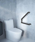 Bathroom with 12 Inch Barn Door Pull Handle Heavy Duty Sliding Door Pull For Gate Closet Garage Drawer Towel Bar Stairs Black Finish Durable Steel Construction For Interior And Exterior Use Anywhere installed on wall.