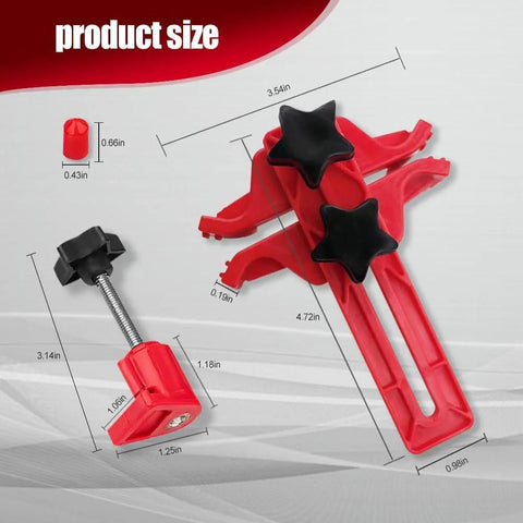 Precise measurements of red Engine Timing Tool Kit For Camshaft Alignment And Locking Sprocket Clamp Kit on display