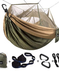 Portable Camping Hammock With Net For Single Or Double Use 2 Person Hammock Tent With 2x 10ft Straps, carabiners, ropes, and bag