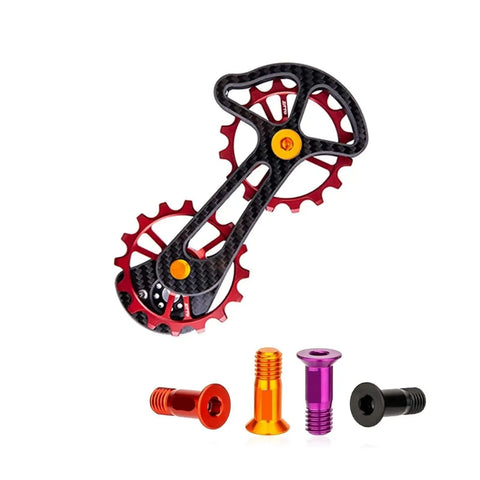 M5x14.2mm Bike Rear Derailleur Jockey Wheel Screws Kit 2 Pieces Orange Aluminum Alloy Bolts For Pulley Guide Wheel Road Bike Upgrade