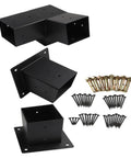 Slanted Roof Pergola Bracket Kit With 15 Degree 3 Way And Single Direction Wall Mounts Black Steel Brackets For Wood Posts
