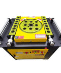 Heavy Duty Electric Rebar Bender With Zero To One Eighty Degree Adjustable Pivot And Rock Solid Cast Iron Frame Built Like A Tank For Tough Job Site Work And Steel Bends, top view with control panel.