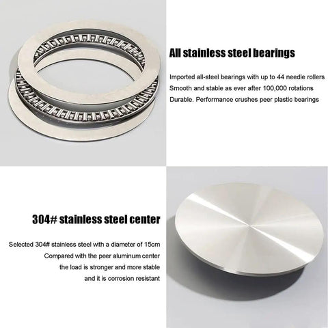 Tempered Glass Lazy Susan Turntable For Beefy Round Tabletop Smooth Spin Serving Tray with stainless steel bearings and center
