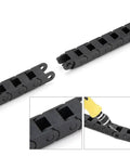 7x7mm Internal Size Black Plastic Drag Chain Cable Carrier 1M Length For CNC Machines, Rugged Nylon Build With R15 Bend Radius