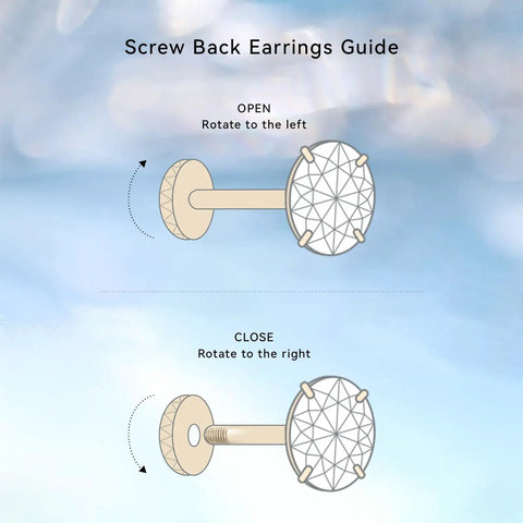 Screw back earrings guide showing opening and closing mechanism for Nailed It 20G Titanium Screw Back Earrings for Sensitive Ears.