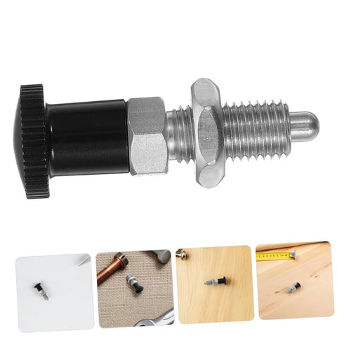 Heavy Duty Tough As Nails Stainless Steel Indexing Plunger With Spring Loaded Knob For Reliable Zero Drama Reset And Precision Lock, close-up view.