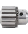 Killer Keyed Drill Chuck For Power Tools, heavy duty metal body with 1/2 20 unf mount thread, side view showing jaw spread.