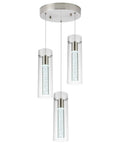 Brushed Nickel Crystal Pendant Light With Adjustable Rod, Modern LED Fixture For Kitchen Island, Dining Room, And Bar, 8W 6000K