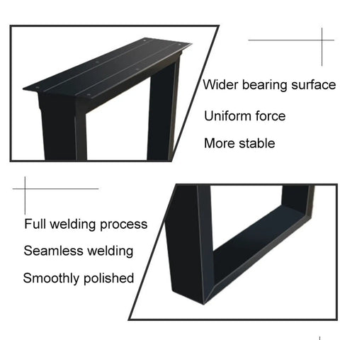 Close-up of Top Shelf Industrial Steel Table Legs Two Pack Hella Heavy Duty Metal Furniture Base showing stable design and polished finish.