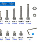 M3 Stainless Steel 304 Hex Socket Head Cap Screws Set Pro Grade 1350 Pcs With 12 Lengths From 4 To 30mm 0.5mm Pitch Includes Nuts And Washers