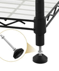 4 Pcs M8 Metal Adjustable Leveling Feet Heavy Duty Swivel Furniture Glides Leveler, black, installed on metal shelf leg