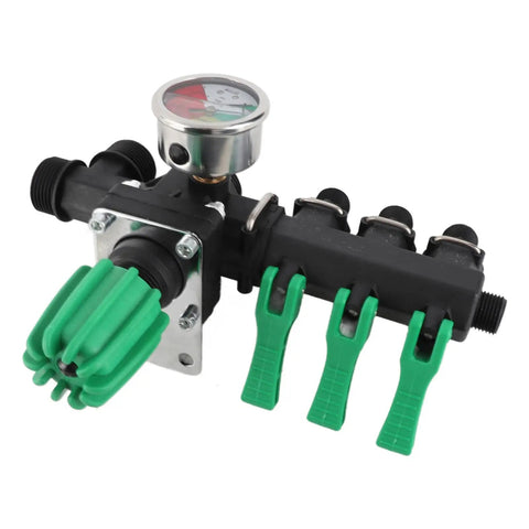 Three Way Sprayer Control Valve For Farm Use, Heavy Duty Brass Water Splitter With Half Inch NPT Inlet Outlet And Ergonomic Lever
