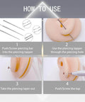 No Fuss Easy Change Piercing Taper Ball Grabber Tool Set For Switching 12G 14G 16G 18G 20G Flat Back Jewelry Stainless Steel Ear Nose Lip Piercing Kit With Threadless Insertion Guides And Grabber Pins usage instructions