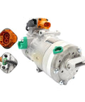 Top Shelf Electric AC Compressor Swap Out For Hyundai Kona And Kia Niro EV with 110mm pulley, showcasing electric connections and housing.