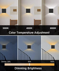 Cordless Battery Operated Cube Wall Sconces With Remote Dimmable LED showing color temperature and brightness adjustment