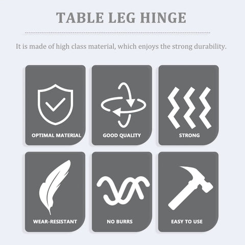 VILLCASE two-piece folding table leg hinge set made of iron; space-saving furniture support with high load bearing.