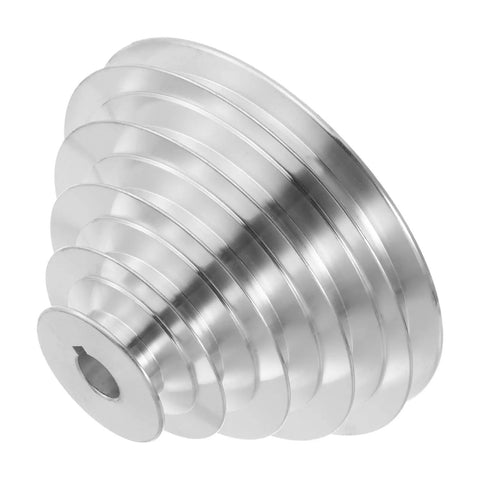 No Nonsense Heavy Duty A Type Aluminum Five Step V Belt Pulley Wheel Featuring 18mm Bore Shaft Compatibility And Variable 55 To 150mm Outer Diameter Built To Last For Smooth Shifting, showing five stepped layers.