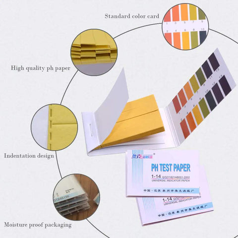 Image of 2-Pack pH Test Strips 1-14 Indicator Paper For Saliva Urine Water Soil Testing, 160 Strips With Color Chart Card