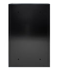 Bulletproof 2U Wall Mount Network Cabinet Featuring Lockable Solid Door And Heavy Gauge Black Steel Frame back view showing predrilled holes.