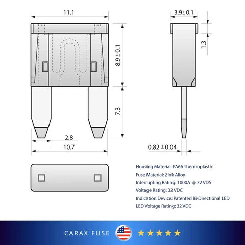 Diagram of Toyota 4Runner 2003 2004 Plug And Play Glow Fuse Kit with dimensions and materials listed