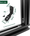 30 Sets 2020 Aluminum Extrusion Hardware Connectors With Screws And Wrench Including 30 Black Corner Brackets And 62 T Nuts For 8020 2040 And 2020 T Slot Aluminum Rails Zinc Nickel Plated For Superior Strength And Flexible Framing, showing product size and measurements.