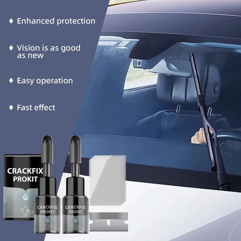 DIY Windshield Crack Repair Kit 2 Pack Pro Kit With Crystal Clear Deep Bonding Resin shown with components
