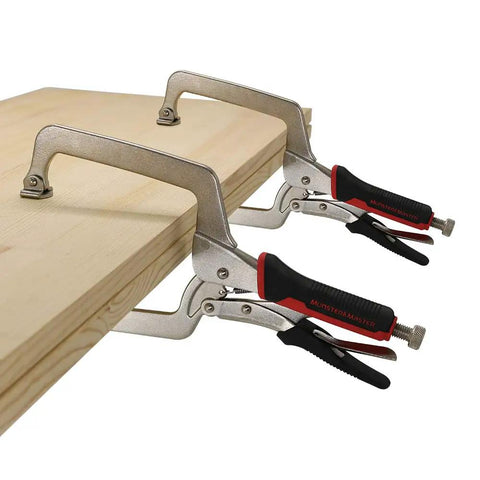 Heavy Duty 15 Inch C Clamp Locking Pliers With 360 Degree Swivel Pads And Six Inch Deep Throat For Woodworking 2 Piece Set clamping wood