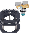 Router Lift Base For Small Milling And Trimming Machines With 4 Jaw Clamping Built Tough From Aluminum Alloy And Stainless Steel, Metal Milling Table Lifting System, Lift Up To 54mm, Clamp Diameter 64 To 66mm Black mounted under router table