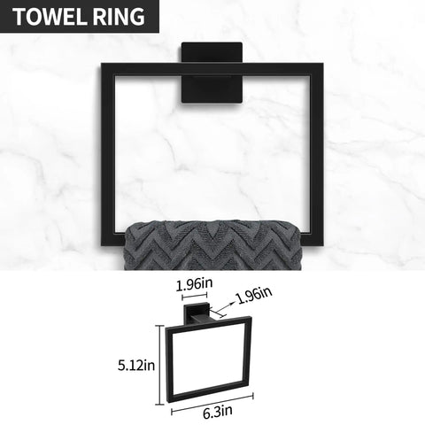 All In One 5 Piece Matte Black Stainless Steel Bathroom Hardware Set For Wall Mounted Towel Bars And Accessories Durable