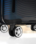 4 Pcs Universal Suitcase Wheel Replacement Set Heavy Duty Luggage Casters Quiet Dual Row Design Black on suitcase