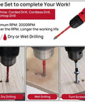 Diamond Drill Bits Set 10pc for Wood Plastic Masonry Tile Glass Ceramic from FOCSTOL in use for dry and wet drilling.