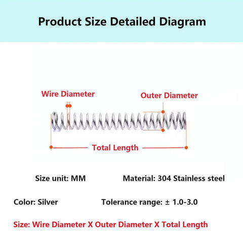 Compression Spring Wire Two Millimeter Diameter Outer Diameter Twenty Eight Millimeter Free Length One Hundred Fifty Millimeter