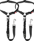 Adjustable Dog Car Seat Belt With Bungee Cord And Universal Headrest Mount, 2 Pack Pet Travel Safety Harness For Road Trips, Secure Quick Snap Buckle, durable black straps