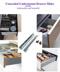 Undermount Concealed Soft Close Drawer Slides 15 Inch Full Extension, 6 Pairs with Locking Device and Rear Mounting Brackets