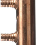 Six Port Open Crimp Copper Multi Port Tee For PEX And PE-RT Plumbing, 3/4 Inlet With 1/2 In Outlets, vertical view
