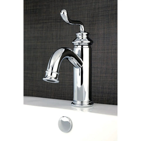 Royale LS5413RL Brushed Brass Bathroom Faucet With Solid Brass Construction Drip Free Ceramic Disc on a white countertop
