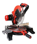 10 Inch Portable Electric Table Saw 1800W Aluminum Cutting Machine Featuring 45 Degree Miter Capability with clear blade and adjustable angle.